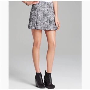 JOIE Tabby Tweed Pleated Mini Skirt Caviar L